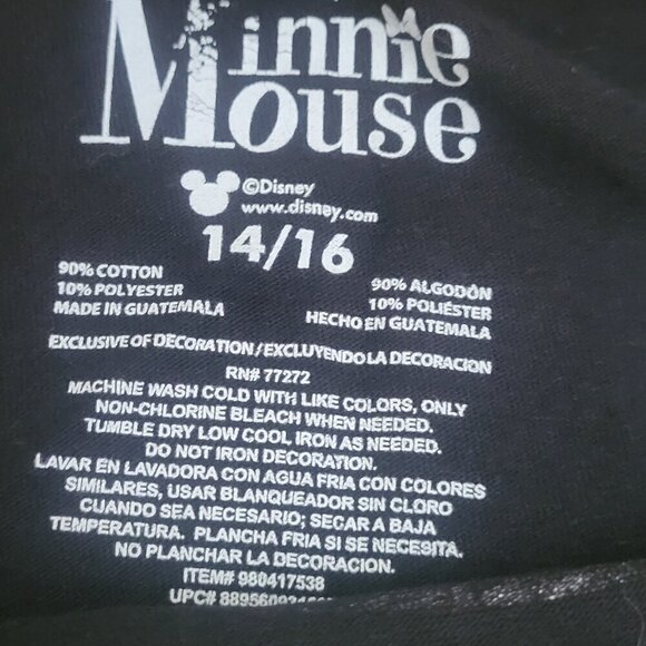 DISNEY Minnie Mouse Girl's Halloween T-SHIRT Witch Broom BLACK Orange Size 14 16 - Picture 4 of 5